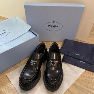 PRADA　プラダ 現行品　チョコレート ブラッシュドレザー ローファー　ami