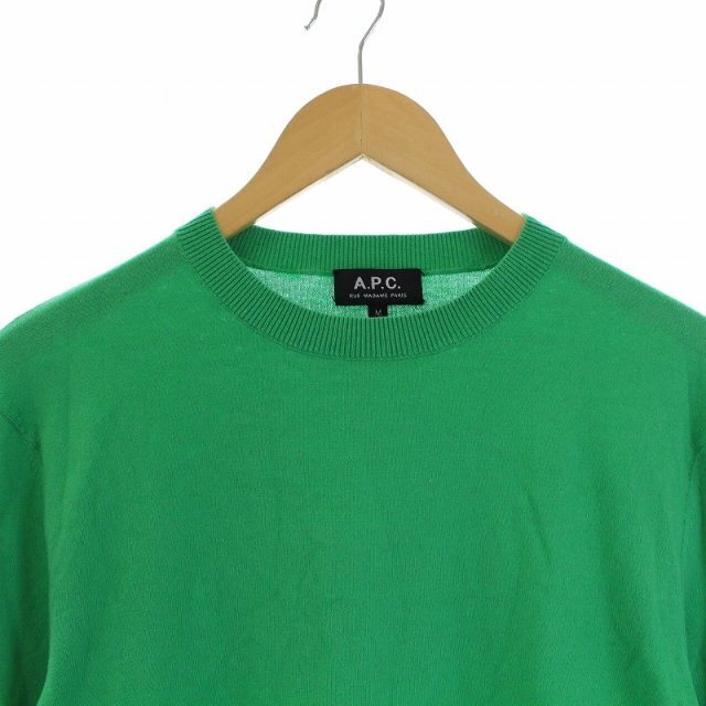 A.P.C(アーペーセー)のアーペーセー ニット セーター 長袖 クルーネック コットン カシミヤ M 緑 メンズのトップス(ニット/セーター)の商品写真
