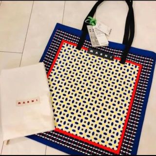 マルニ(Marni)の【新品未使用】マルニ　バンダナトート　ブルーチェック(トートバッグ)