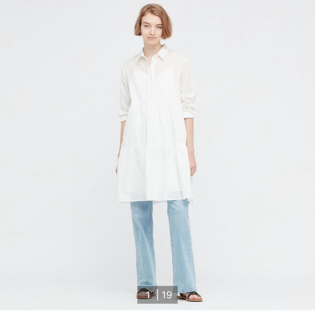 UNIQLO(ユニクロ)のUNIQLO コットンティアードミニワンピース レディースのワンピース(ひざ丈ワンピース)の商品写真