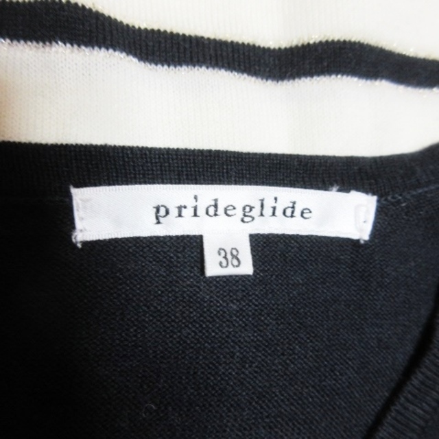 prideglide(プライドグライド)のプライドグライド ニット セーター 半袖 ボーダー ラメ 38 紺 レディースのトップス(ニット/セーター)の商品写真