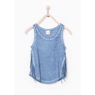 ザラキッズ(ZARA KIDS)のZARA*キッズ*サイドフリンジタンクトップ*ブルー*104(Tシャツ/カットソー)