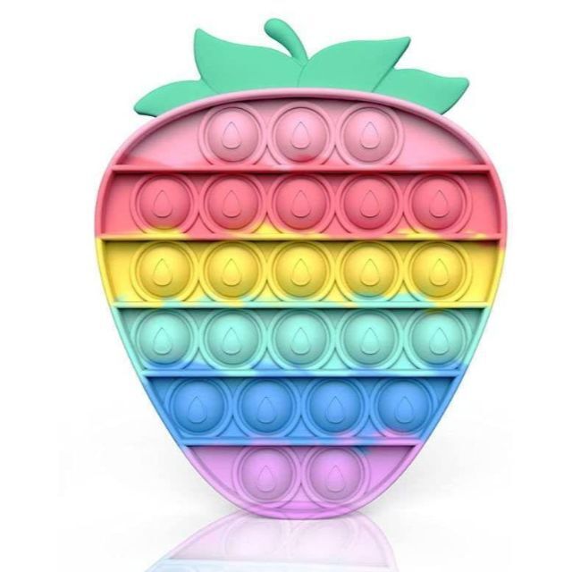 イチゴ プッシュポップバブル かわいい 虹 パステル 赤 青 黄色 ピンク キッズ/ベビー/マタニティのおもちゃ(知育玩具)の商品写真
