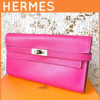 エルメス(HERMES)のりえたん様専用 エルメス 長財布 ケリー エプソン フーシャピンク フラップ(財布)