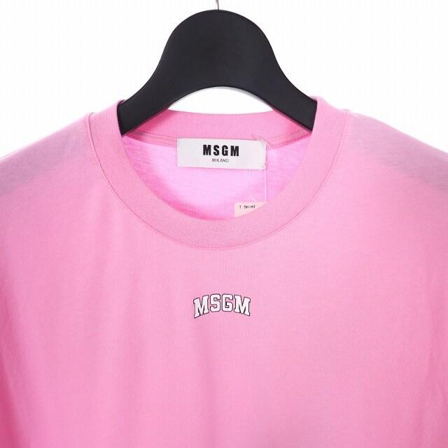 MSGM Tシャツ カットソー 半袖 クルーネック ロゴ プリント S レッド