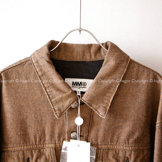 MM6(エムエムシックス)のMM6 オーバーサイズ ブラウン デニムジャケット Gジャン レディースのジャケット/アウター(Gジャン/デニムジャケット)の商品写真