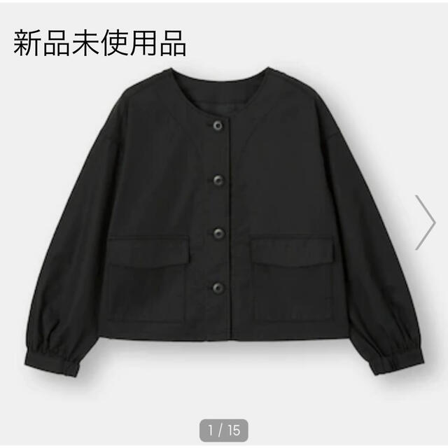 GU(ジーユー)のGU  クロップドミリタリージャケット　ブラック　XLサイズ レディースのジャケット/アウター(ミリタリージャケット)の商品写真