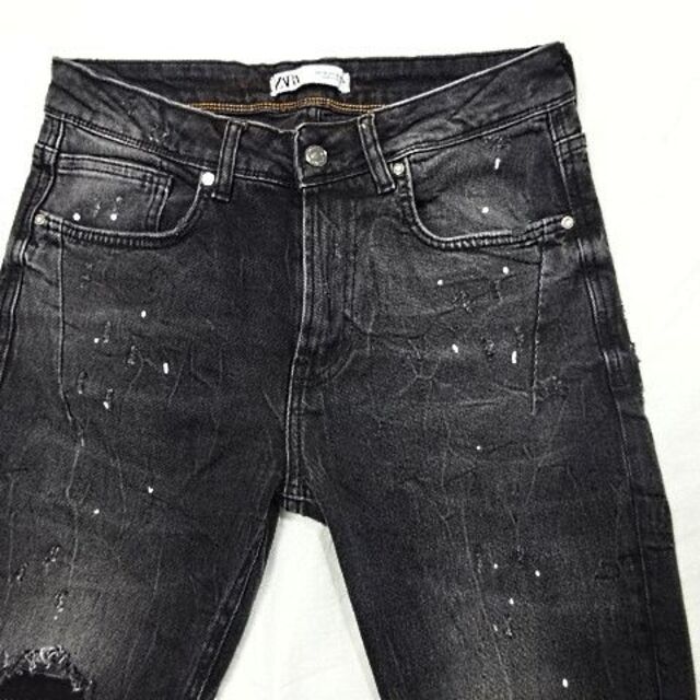 ZARA コーティング デニム ジーンズ ブリーチ XL