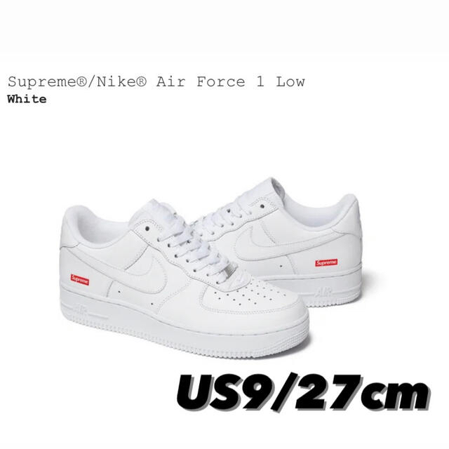 Supreme®/Nike® Air Force 1 Low White US9サイズUS927cm