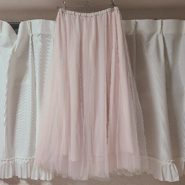 ウィルセレクションの薄ピンクシフォンスカート ロングスカート