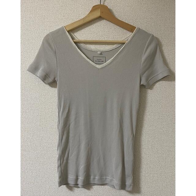 moussy(マウジー)のmoussy Tシャツ グレー Ｖネック レディースのトップス(Tシャツ(半袖/袖なし))の商品写真