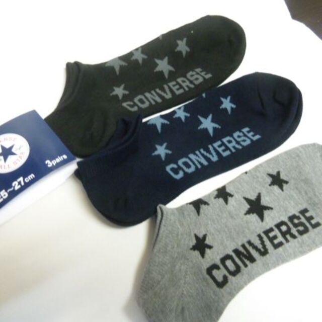 CONVERSE(コンバース)のバ）3P（25-27）福助製コンバース★靴下 アンクルソックス１３５６９薄手綿混 メンズのレッグウェア(ソックス)の商品写真