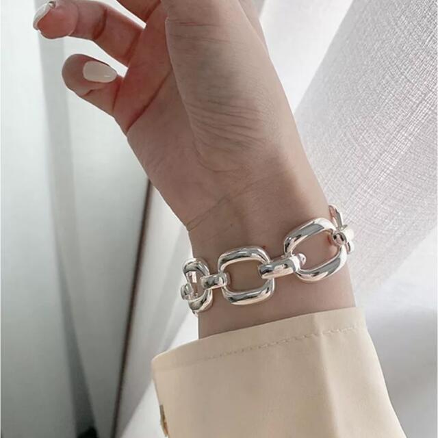 新品　silver925 チェーンブレスレット　インポートアクセサリー　シルバー レディースのアクセサリー(ブレスレット/バングル)の商品写真