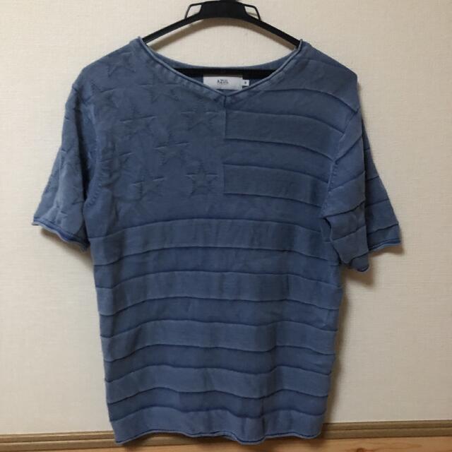 AZUL by moussy(アズールバイマウジー)のアズール　半袖　STARS&STRIPES STONEWASH KNIT メンズのトップス(Tシャツ/カットソー(半袖/袖なし))の商品写真