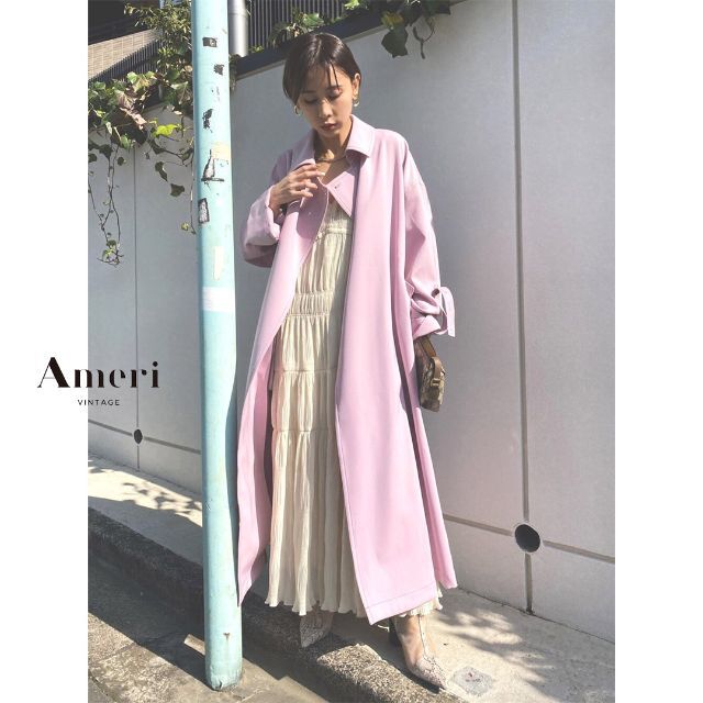 Ameri VINTAGE(アメリヴィンテージ)の春カラー♪【 AMERI 】SOUFFLE OVER COAT スプリングコート レディースのジャケット/アウター(トレンチコート)の商品写真