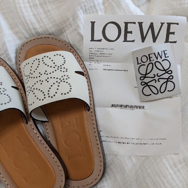LOEWE ロエベ アナグラム パーフォレーテッド レザー サンダル ミュール-