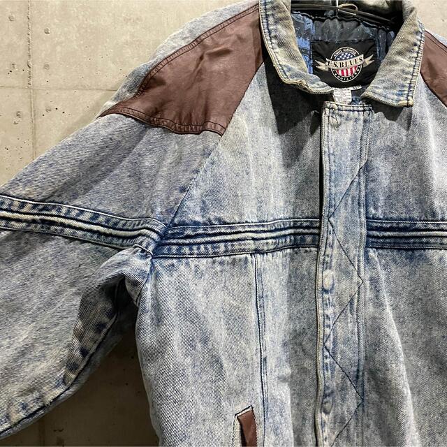 ビンテージ デニムジャケット gジャン 切り返し ケミカルウォッシュ 古着
