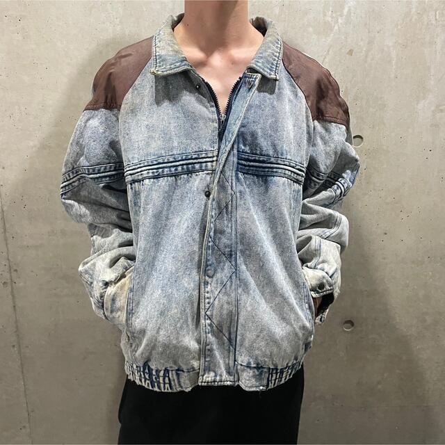 ビンテージ デニムジャケット gジャン 切り返し ケミカルウォッシュ 古着