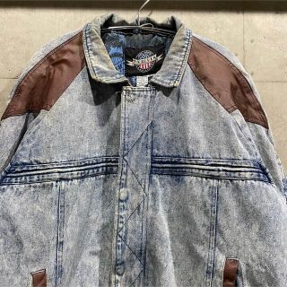 ビンテージ デニムジャケット gジャン 切り返し ケミカルウォッシュ