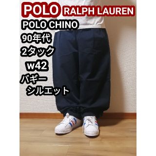 ポロラルフローレン(POLO RALPH LAUREN)のラルフローレン ポロチノ チノパン ワイドパンツ バギーパンツ ネイビー w42(チノパン)