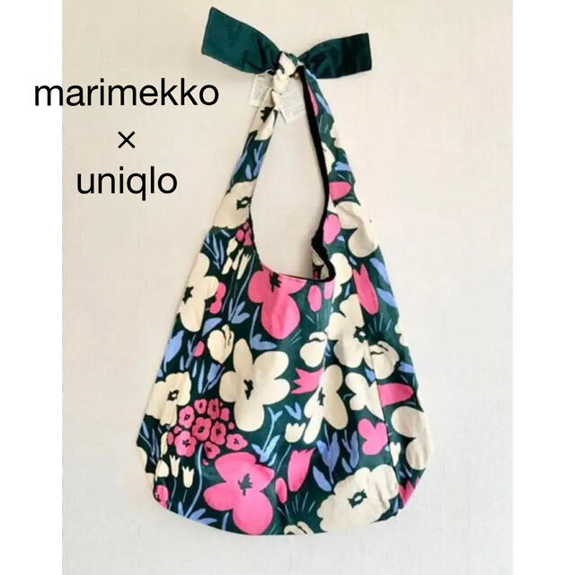 marimekko(マリメッコ)の日本未発売★marimekko uniqlo 花柄　ショルダーバッグ　エコバッグ レディースのバッグ(エコバッグ)の商品写真