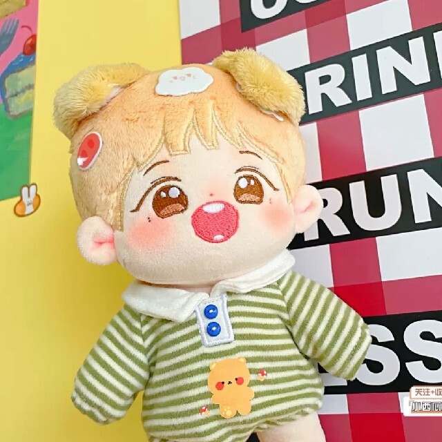 20cm クマ サロペット ベビー服 K-POP ぬい服 ぬいぐるみ 服 緑