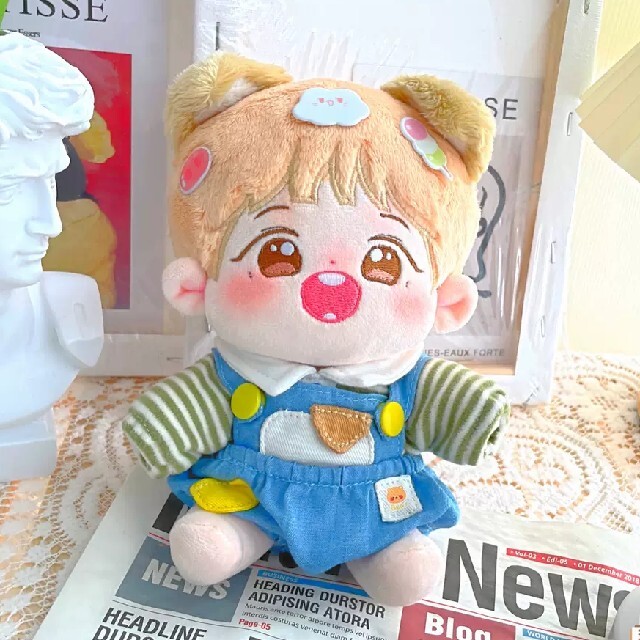 20cm クマ サロペット ベビー服 K-POP ぬい服 ぬいぐるみ 服 緑
