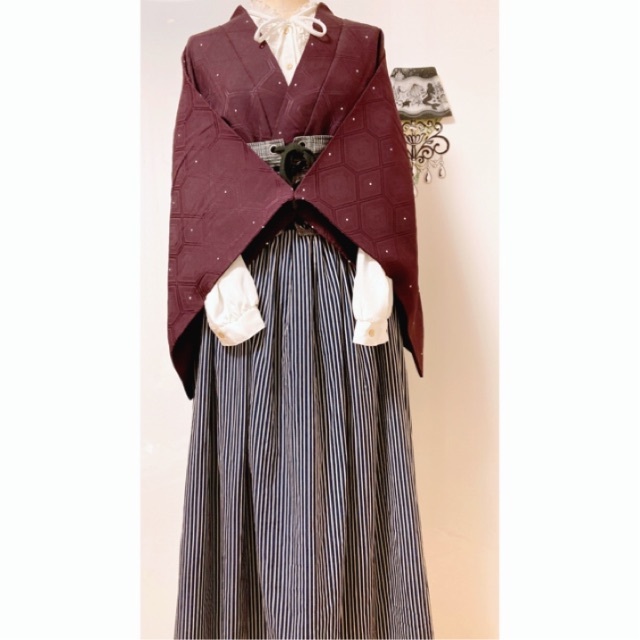展示品 ◇和洋 きものコーデ◇ セット売り 紫 道行 ベルト付きの 展示品 ◇和洋 きものコーデ◇ セット売り 紫 道行 ベルト付きの