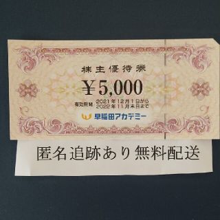 【匿名追跡配送】早稲田アカデミー株主優待券5,000円分(その他)