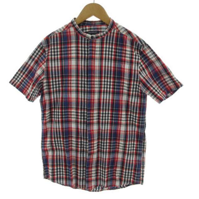 URBAN RESEARCH(アーバンリサーチ)のアーバンリサーチ シャツ 半袖 ノーカラー チェック 白 赤 青 黒 38 メンズのトップス(シャツ)の商品写真