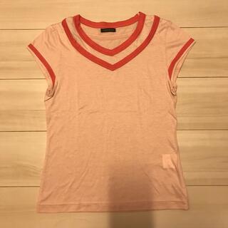 クローラ(CROLLA)のTシャツ・淡ピンク×濃ピンク・CROLLA・ワールド・サイズS-M・美品(Tシャツ(半袖/袖なし))