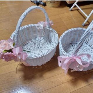 結婚式 プチギフト入れ カゴ 2つセット(バスケット/かご)