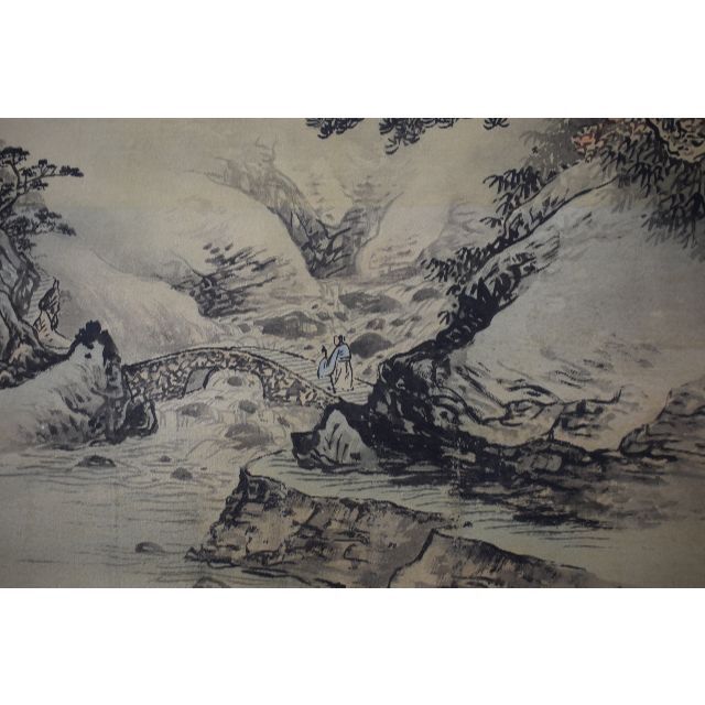 複製】鼎安/山水人物図/中国画/工芸品/掛軸☆宝船☆Z-343の通販 複製】鼎安/山水人物図/中国画/工芸品/掛軸☆宝船☆Z-343の通販