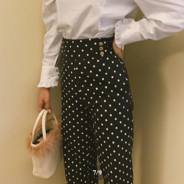 レディースretro dot high-waist pants