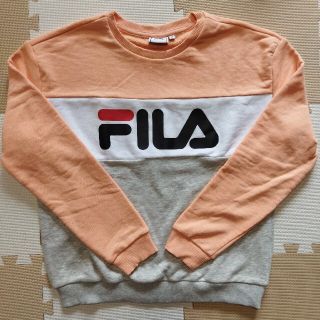 フィラ(FILA)のFILAスウェット上▼海外製品バイカラー　美品　サーモンピンク　パステルカラー(トレーナー/スウェット)