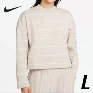 ナイキ(NIKE)のナイキ NIKE ロングスリーブ トップ トレーナー スウェット ベージュ L(トレーナー/スウェット)