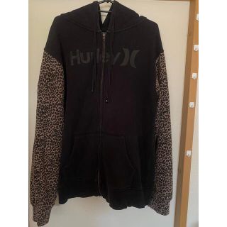 ハーレー(Hurley)の激レア★hurleyハーレー ★袖レオパード切替えパーカー★ムラスポ制服★XL(パーカー)