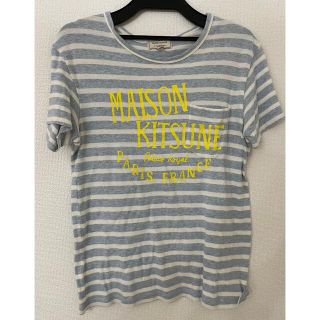 メゾンキツネ(MAISON KITSUNE')のメゾンキツネ　ボーダー　ロゴ　Tシャツ　XS ポルトガル製(Tシャツ/カットソー(半袖/袖なし))