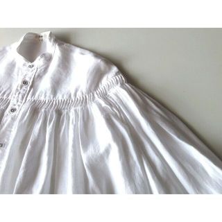 Scye - Scye 2018SS リネン高密度タックロングスリーブブラウス 38 白