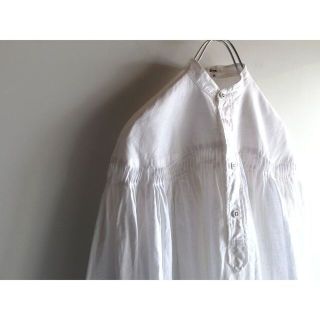 Scye - Scye 2018SS リネン高密度タックロングスリーブブラウス 38 白