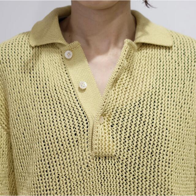 【最終値下】オーラリー FLAT YARN MESH KNIT POLO