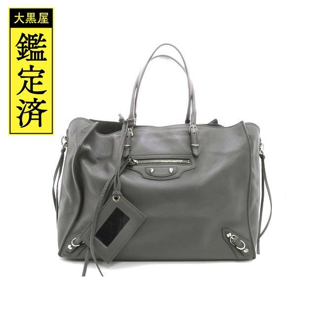 BALENCIAGA - BALENCIAGA　トート　ペーパーB4　グレー　レザー　【474】