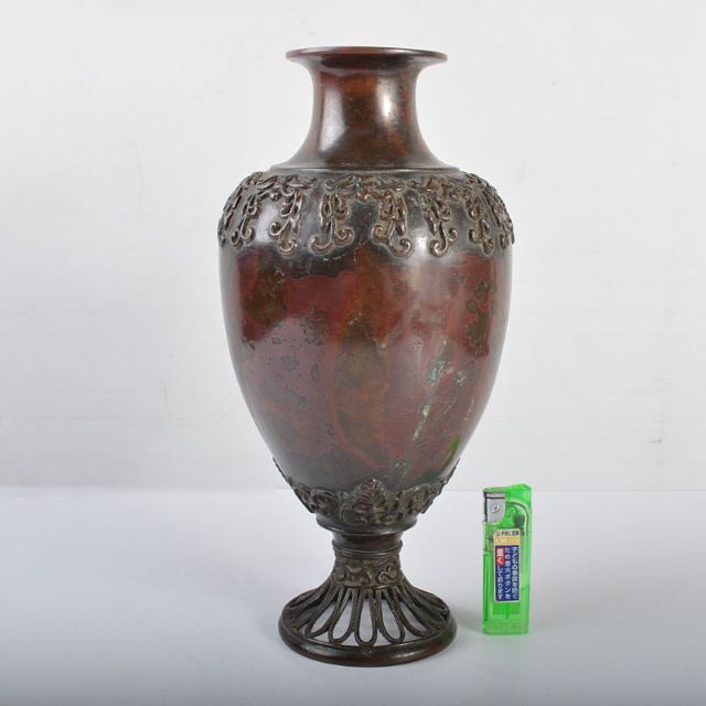 時代金工　古銅斑紫銅　古銅花瓶　D　R4334 エンタメ/ホビーの美術品/アンティーク(金属工芸)の商品写真