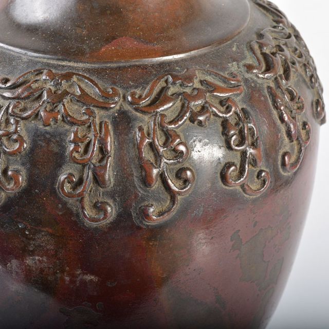 時代金工 古銅斑紫銅 古銅花瓶 D R4334 時代金工 古銅斑紫銅 古銅花瓶 D R4334