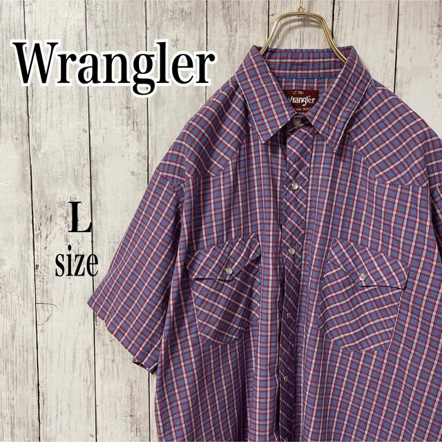 Wrangler - ラングラー チェック ウエスタンシャツ ブルー 半袖 ...