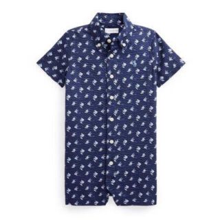 ポロラルフローレン(POLO RALPH LAUREN)のラルフローレン　ロンパース　エンジェルフィッシュ　コットンシアサッカー　オール(ロンパース)