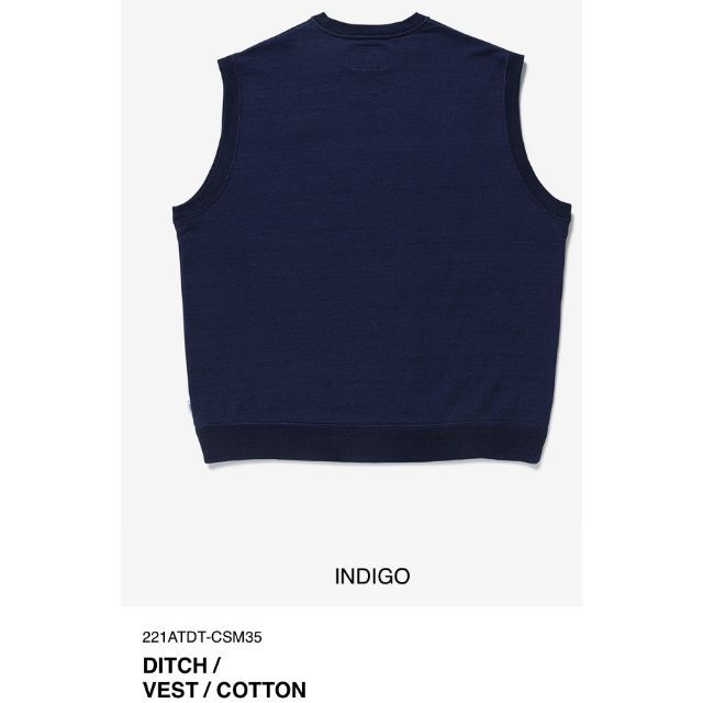 INDIGO XL 22SS WTAPS DITCH / VEST / COTT | purplepatchstudio.com