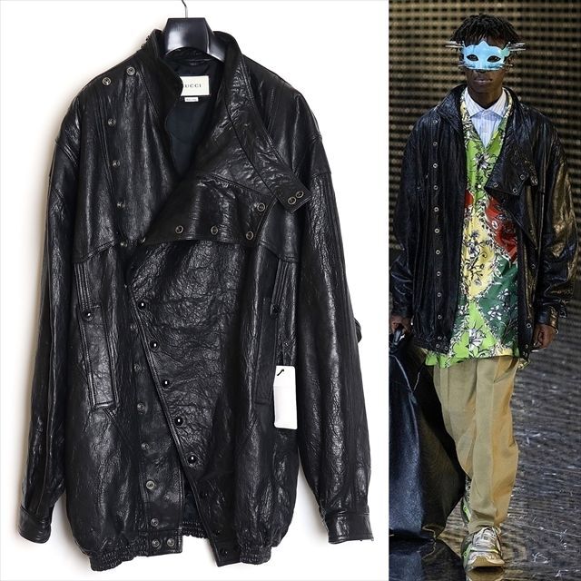 Gucci - グッチ国内正規品19AWオーバーサイズ レザージャケット 46の