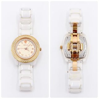 VERSACE - 美品【ダイヤベゼル】VERSACE 12Pダイヤ セラミック