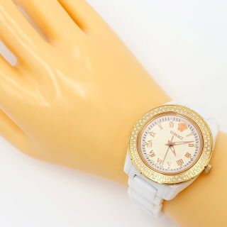 美品【ダイヤベゼル】VERSACE 12Pダイヤ セラミック レディース 腕時計